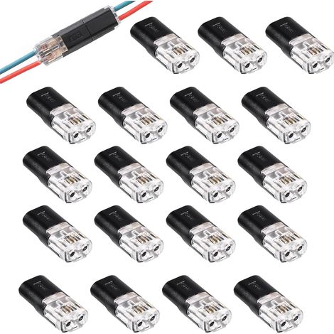 20 connettori elettrici impermeabili a 2 pin, connettore rapido D2 con anello di bloccaggio, connettori per cavi elettrici a 2 pin, per cavi da 18-22 AWG, LED, esposizioni (1/5)