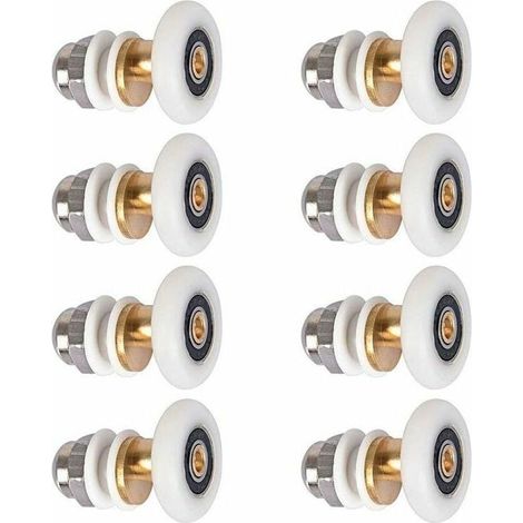 Roulette Porte Douche, Roulettes de Porte Coulissante Cabine de Douche Porte Poulies Roue de Rechange pour Rouleau avec Diamètre de Roues 27mm, 8 Pièces (1/4)