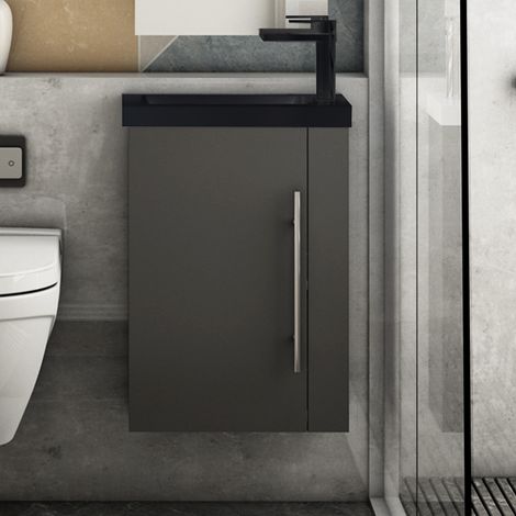 Badezimmerschrank Badmöbel Set 44x60cm Waschtisch mit Unterschrank mit Soft Close Anthrazit (1/5)