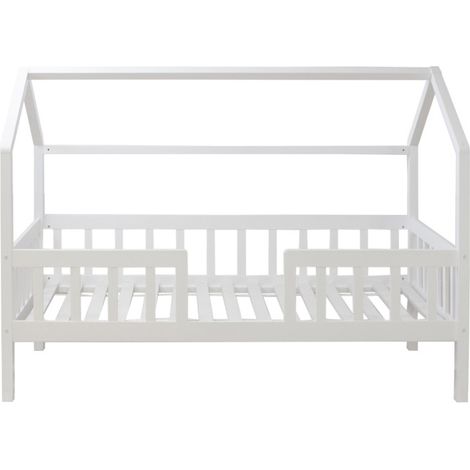 Letto casetta con Ringhiera legno bianco 90x190cm