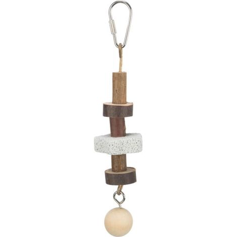 Juguete de madera para pájaros Trixie con piedra volcánica de 16 cm