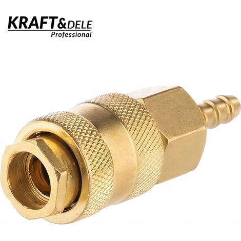 Conector rápido neumático de latón de 10 mm (1/4"), presión máxima de 35 bar, Kraft&Dele (1/5)