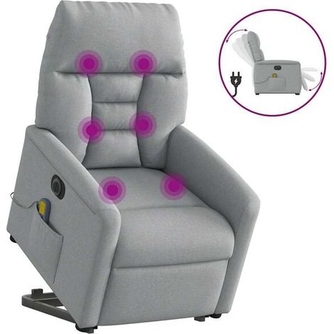 Fauteuil inclinable de massage électrique en tissu gris clair (1/5)