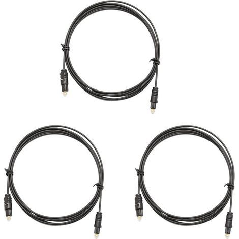 Convient pour trois câbles audio optiques numériques de 3 mètres de long, câbles SPDIF OD2.2 TOSLINK plaqués or, pour la connexion de DVD et de CD. (1/5)