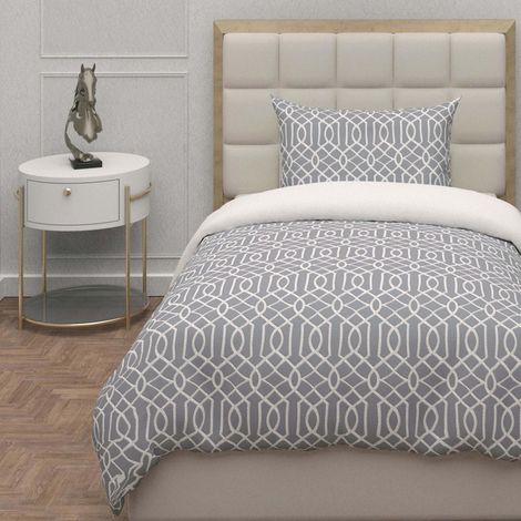 Parure Housse de Couette 3D Microfibre 140x200 cm Anya Gris (1/2)