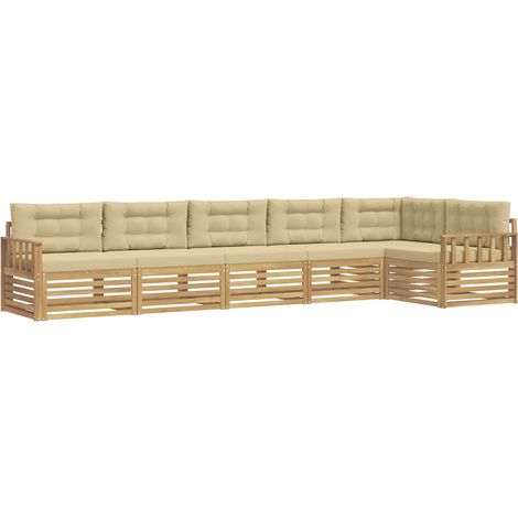 Set di divani da esterno 6 pz 6-Posti Bianco e Beige Poliestere vidaXL (1/5)