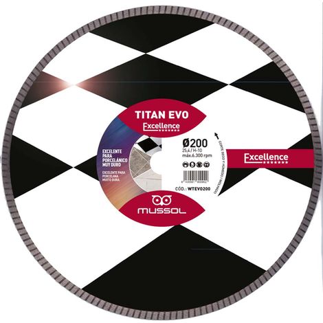 Disco diamante titan evo 200mm eje 22,23mm MUSSOL