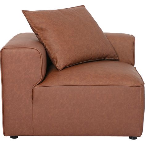Module d'angle gauche pour canapé en cuir marron FERGUS (1/5)