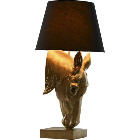 Lampara Sobremesa Resina 30X30X59 Caballo Dorado (1/5)