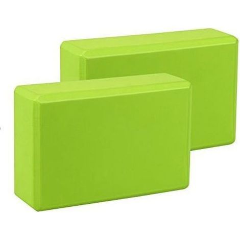 Briques Yoga-Blocs de Yoga Haute densité 2PK - Briques de Mousse de Fitness Confortables, antidérapantes - Vert