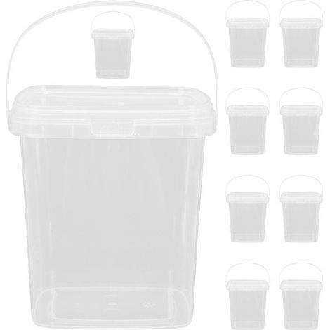 Set mit 10 dickwandigen, transparenten, quadratischen Eisbechern mit Deckel – 8 x 8 cm – Transparent (1/4)
