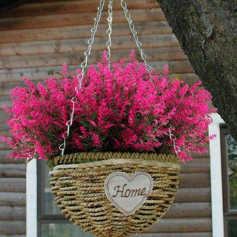 8 bouquets de lavande artificielle en plastique résistant aux UV, pour décorer maisons, hôtels, terrasses et jardins. (1/5)