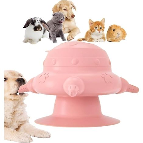 Mangeoire à Lait pour Chiot, Mangeoire En Silicone pour Chiots, Bol à Lait pour Chiots Chien, Mangeoire pour Chiots pour Plusieurs Chiots, 4 Sucettes, Base Ventouse, pour Chatons, Chiots, Lapins (Ros (1/5)