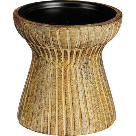 Mica Indiana Kerzenständer braun Mangoholz 10 x 10 cm Kerzenhalter