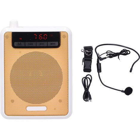 Amplificateur vocal enseignant avec micro filaire, ceinture réglable et batterie rechargeable, couleur orange (1/5)