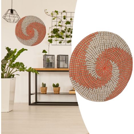 Cesta de pared de sisal hecha a mano, 40 cm, decoración colgante multifuncional con aislamiento térmico, cesta tejida para el salón. (1/5)