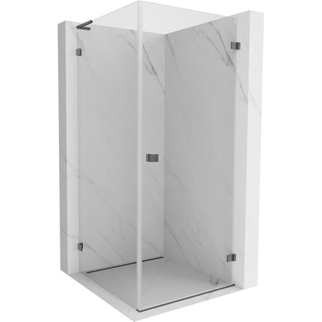Mexen Lunar-B L cabine de douche battante droite 100 x 100 cm, transparent, gris canon brossé - 832L-100-100-66-00-P (1/5)