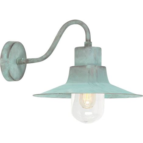 Lampada da esterno lampada da parete lampada da giardino ottone vetro verde H 24 cm lampada da corte IP44 (1/5)