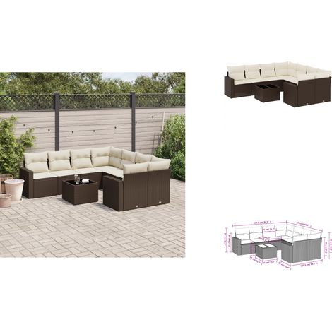 9-tlg. Garten-Sofagarnitur mit Kissen Braun Poly Rattan - Garten Sofagarnitur - Garten Sofagarnituren - Outdoor Sofagarnitur - Sofagarnitur Terrasse