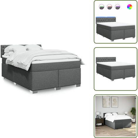 Boxspringbett mit Matratze Dunkelgrau 140x200 cm Stoff - Boxspringbett - Boxspringbetten - Bett - Bettgestell