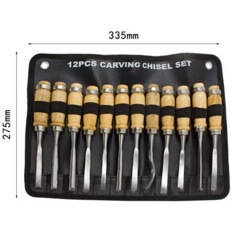 Ensemble de 12 outils de menuisier multifonctionnels pour le travail du bois, avec sac de rangement. (1/5)