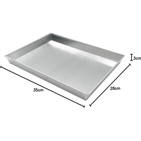 Teglia Forno Rettangolare Professionale in Alluminio Puro 99,5% Bordo Alto 3cm Made in Italy Lasagnera Singola per Pizza, Arrosti e Pasticceria Scegli la Misura - MISURA: CM 35X28 H3