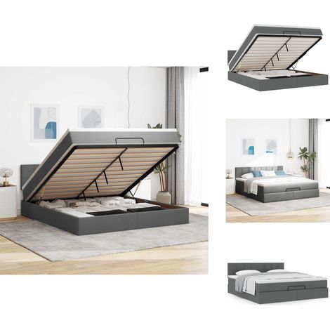Ottoman-Bett mit Matratze Dunkelgrau 180x200 cm Stoff - Ottoman-Bett - Ottoman-Betten - Bettrahmen - Bettgestell (1/5)