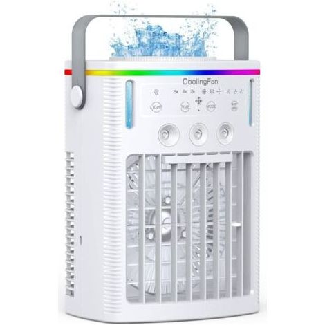 4-in-1 Tragbare Klimaanlage mit 1000-ml-Tank, 2/4/6-Stunden-Timer, 3 Nebeldüsen, 7 Nachtlichtern und USB-Aufladung fürs Büro – KZQ (1/4)