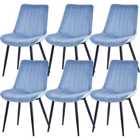 Chaises salle à manger bleu velours 53x88 cm set de 6 HOMAVO (1/5)