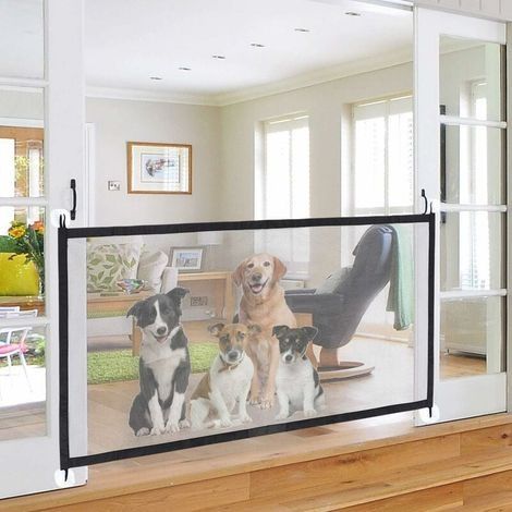 Barrière de Sécurité pour Chien Animal Domestique Barrière pour Chien Extensible Portable Barrière Porte en Filet Pliable Porte Magique pour Chien pour Cuisine Escalier Couloirs Bébé (1/4)