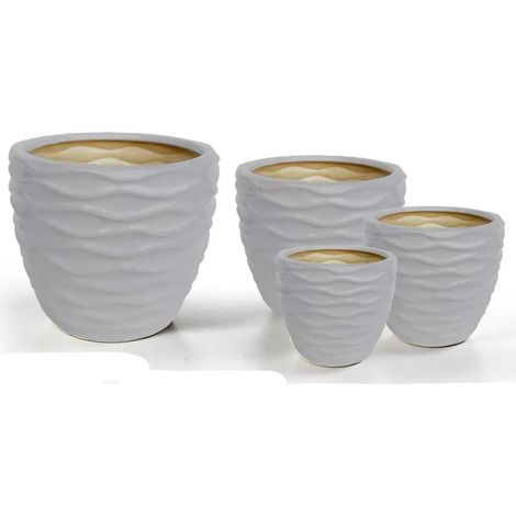 Set de 4 cachepots en céramique grise Ø29/21/15/12 cm