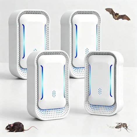 Repelente ultrasónico mejorado 2026, paquete de 4 unidades, dispositivo enchufable para mosquitos, roedores, cucarachas, arañas, hormigas y moscas, sin químicos, seguro para mascotas y familias, área  (1/5)