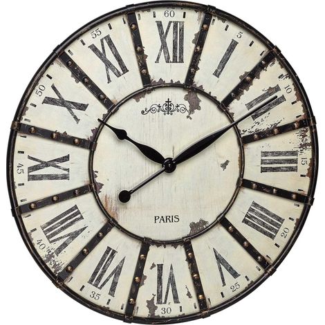 TFA Horloge vintage noir et blanc 60 cm (1/3)