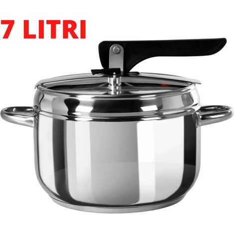 Pentola a pressione Inox 5/7 litri in acciaio, induzione 6mm 7L