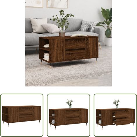 Wohnzimmerbeistelltisch - Couchtisch Braun Eichen-Optik 102x44,5x50 cm Holzwerkstoff (1/5)