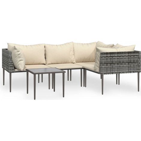 Maison Exclusive - Set de muebles de jardín 5 pzas y cojines ratá (1/5)