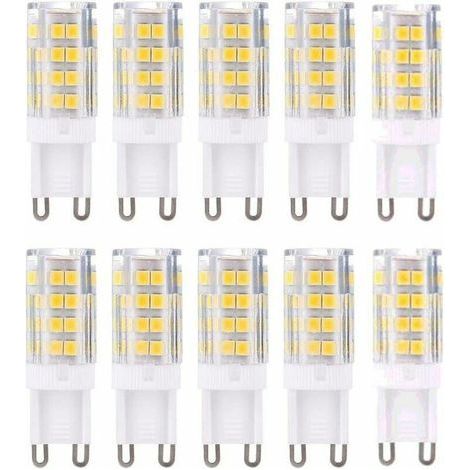 Confezione da 10 lampadine LED G9, luce calda 3000 K, 5 W equivalenti a lampadine alogene da 40 W, 420 lumen, non dimmerabili. (1/4)