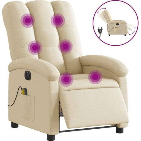 Fauteuil de Salon,Chaise,Fauteuil inclinable de massage électrique crème tissu CFW164365 (1/5)