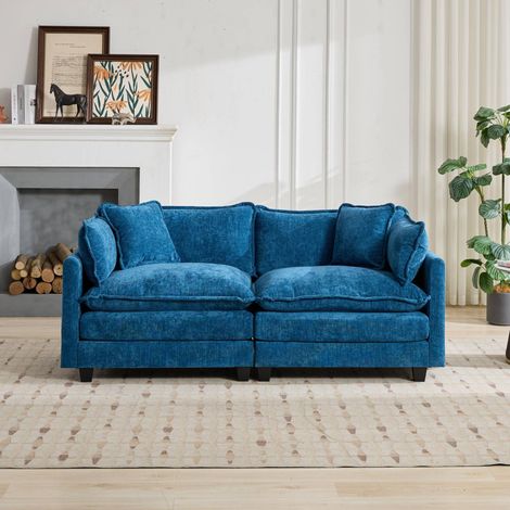 Sofa Sitzmöbel modular chenille blau bequem OKMYHOME (1/5)