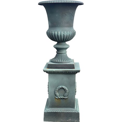 Vase Médicis fonte sur socle 45x45x110cm
