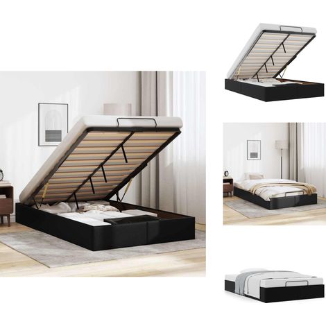 Cadre de lit ottoman sans matelas noir 120x190 cm similicuir - Cadre De Lit Ottoman - Cadres De Lit Ottomans - Cadre De Lit - Cadre De Lit Avec Rangement (1/5)
