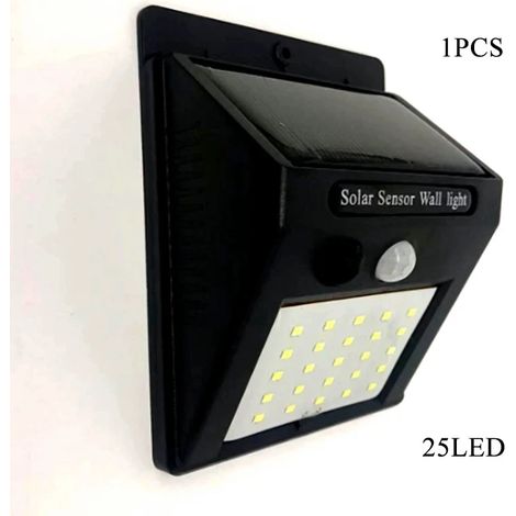 (25 LED) Lampe solaire LED extérieure étanche, écologique, avec détecteur de mouvement PIR, pour éclairage public et décoration de jardin. (1/5)
