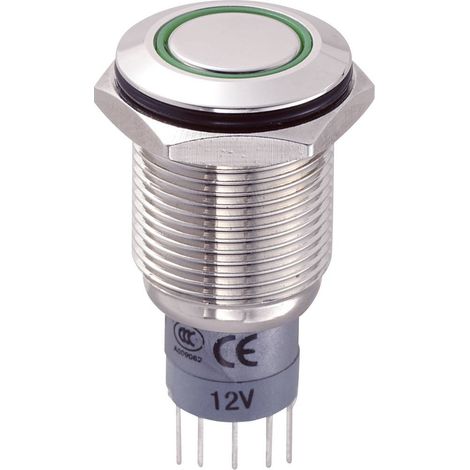 TRU COMPONENTS 701804 LAS2GQF-11ZE/G/12V/N/P Interruttore antivandalo 250 V/AC 3 A 1 x On / On Permanente Verde IP67 1 (1/2)
