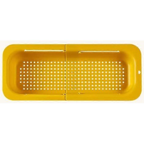 1 piècejaune1 passoire extensible et réglable pour évier, plateau d'égouttage multicolore pour fruits et légumes de cuisine, organisateur de comptoir (1/5)