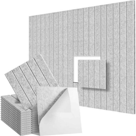 Lot de 12 panneaux absorbants autocollants, 30×30×1 cm, haute densité, décoratif, montage mural facile (1/5)