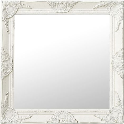 Specchio da Parete Stile Barocco 60x60 cm Bianco vidaXL