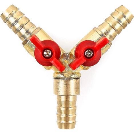 Raccord en Y pour tuyau d'arrosage, répartiteur à 3 voies, alliage laiton-zinc, vanne à bille 10 mm pour eau, huile et gaz, pour l'irrigation de jardin (1 pièce) (1/5)