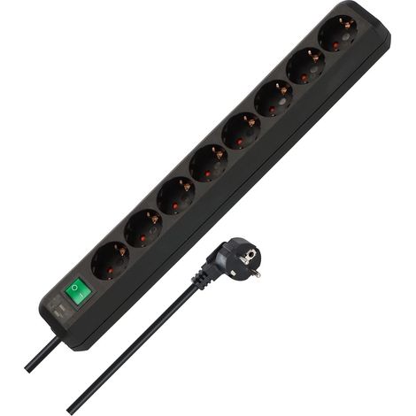 Multiprise avec interrupteur , 8-prises / câble 3m (noir) (1/5)