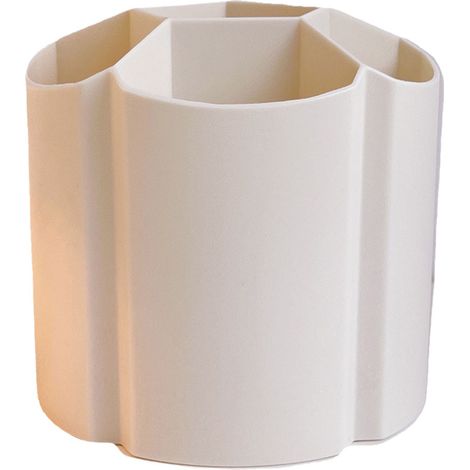 Porte-stylos en plastique mignon à compartiments multiples, grande capacité, boîte de rangement pour crayons sur plan de travail, pour filles, beige (1/5)