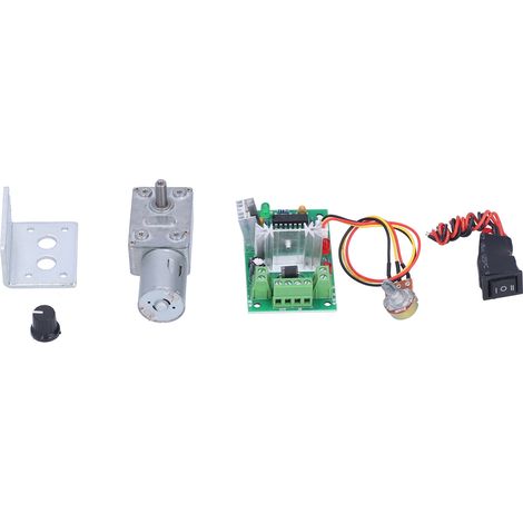 24-V-Gleichstrom-Schneckengetriebemotor mit Regler, Mini-Turbinengetriebe mit hohem Drehmoment für Roboter und elektronische Schlösser, 24 V, 150 U/min (1/5)